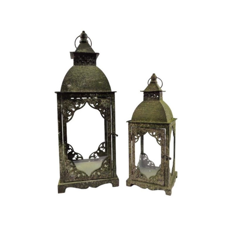 Lanterna Marroquina Decorativa Verde 52/36cm Decoração 2pç