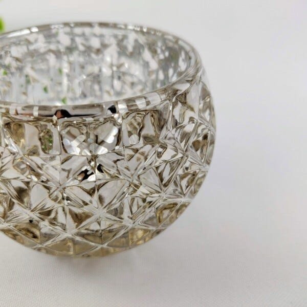 Vasinho Castiçal Decorativo Diamante 6X8cm Vaso Prata P - 3