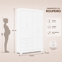 Ver imagem 7 de Quarto de Bebê Zaki Completo Berço 2 em 1, Guarda-Roupa 4 Portas, Cômoda Sapateira 100% MDF