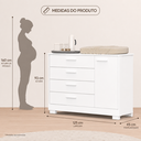 Ver imagem 5 de Quarto de Bebê Zaki Completo Berço 2 em 1, Guarda-Roupa 4 Portas, Cômoda Sapateira 100% MDF