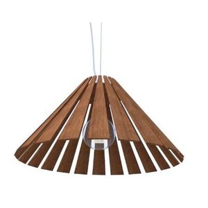 Pendente Fox Lustres 896 Cônico Ø60x30cm Madeira, Cabo de Aço 1xe27 Cor:cocoa Brown