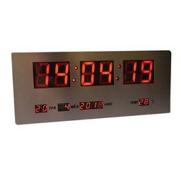Relógio Parede ou Mesa Digital Led Termômetro Calendário 4 Alarmes Inox RD170703 - 1 Relógio Parede ou Mesa Digital Led Termômetro Calendário 4 Alarmes Inox RD170703 - 1