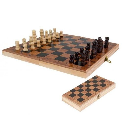 Jogo de xadrez de madeira dobrando placa grande magnética com 34 peças de  xadrez interior