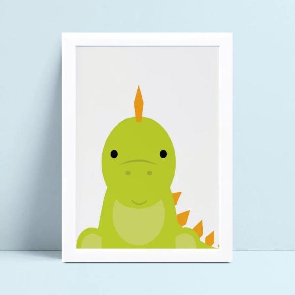 Quadro Quadro Decoração Infantil desenho dinossauro verde