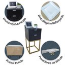 Ver imagem 4 de Kit 2 Mesas Cabeceira Industrial 30cm Preto 2 Gavetas Base Metal Dourado Lateral Cama