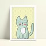 Placa Decorativa Infantil desenho animal gato gatinho azul - 1
