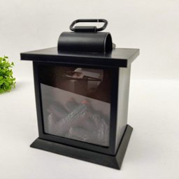 Lanterna Lareira Decorativa Abajur Led Pilha Preto 18x15cm - 4