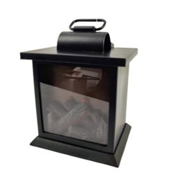 Lanterna Lareira Decorativa Abajur Led Pilha Preto 18x15cm - 2