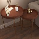 Ver imagem 6 de Kit 02 Mesas De Canto Lateral Decorativa Industrial Sala de Estar Sintético Whisky P06 Daisy - Lyam 
