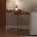 Ver imagem 2 de Kit 02 Mesas De Canto Lateral Decorativa Industrial Sala de Estar Sintético Whisky P06 Daisy - Lyam 
