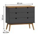 Ver imagem 3 de Cômoda para Quarto 3 Gavetas em Madeira Maciça Laos Cinza/Amendoa