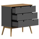 Ver imagem 4 de Cômoda para Quarto 3 Gavetas em Madeira Maciça Laos Cinza/Amendoa