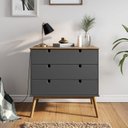 Ver imagem 1 de Cômoda para Quarto 3 Gavetas em Madeira Maciça Laos Cinza/Amendoa