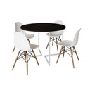 Ver imagem 6 de Mesa Jantar Industrial Redonda 110Cm Preta Base V Ferro Branco C/4 Cadeiras Branca Base Made Preto