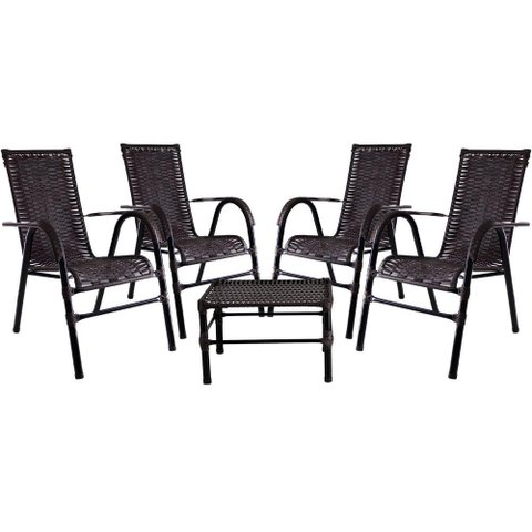 Conjunto Cadeiras Mesa De Centro Bela Tabaco Edícula