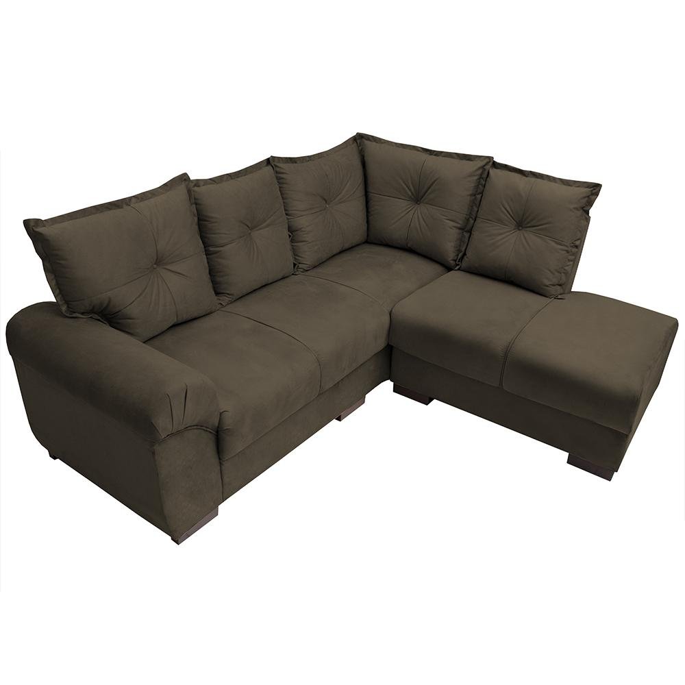 Sofá de Canto 5 Lugares com Chaise Cordoba Cama inBox 2.00x1.80m Suede