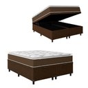Ver imagem 1 de Cama Box Baú Queen Colchão Molas Ensacadas Pillow Top Martino 158x198x66cm Marrom/Branco
