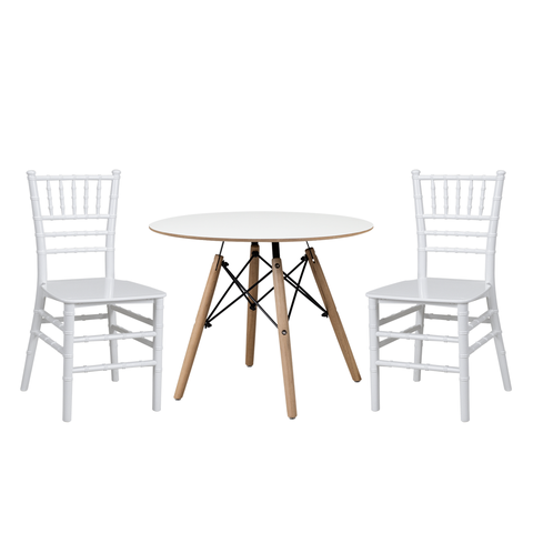 Conjunto Infantil Mesa Eames 60cm com 2 Cadeiras Tiffany Polipropileno Branco