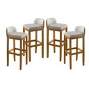 Ver imagem 1 de Conjunto 4 Banquetas Altas com Encosto Apoio para o Pés em Madeira Quadrada para Area Lazer Gourmet