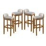 Conjunto 4 Banquetas Altas com Encosto Apoio para o Pés em Madeira Quadrada para Area Lazer Gourmet - 1