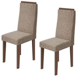 Kit 2 Cadeiras Dafne Lopas - Velvet Riscado /Imbuia Naturale - 1 Kit 2 Cadeiras Dafne Lopas - Velvet Riscado /Imbuia Naturale - 1