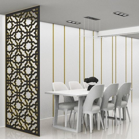 Painel Vazado Divisória Mdf Istambul Preto - 0,60x2,70m