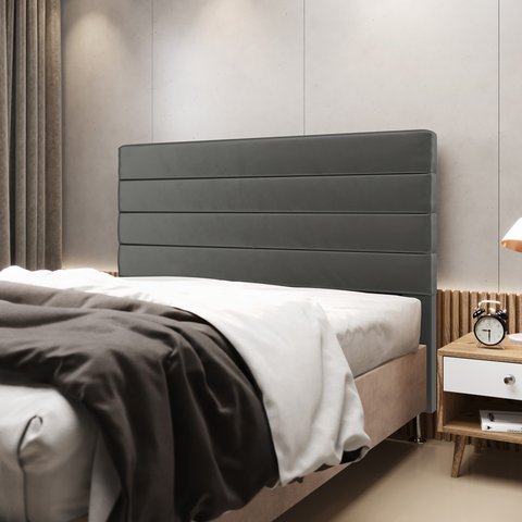Cabeceira Atlas 160 para Cama Queen N-023 Veludo Cinza Claro Aradecor