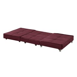 Puff Cama Solteiro Dobravel com Rodízios  Lindecor Cor Bordo - 4