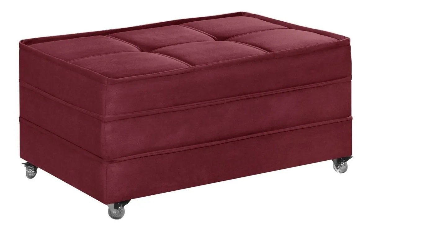 Puff Cama Solteiro Dobravel com Rodízios  Lindecor Cor Bordo - 2