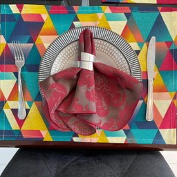 Kit 6 Guardanapo em Jacquard Marsala e Marrom 40x40cm - 1