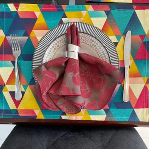 Kit 6 Guardanapo em Jacquard Marsala e Marrom 40x40cm