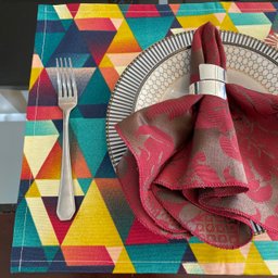 Kit 6 Guardanapo em Jacquard Marsala e Marrom 40x40cm - 2