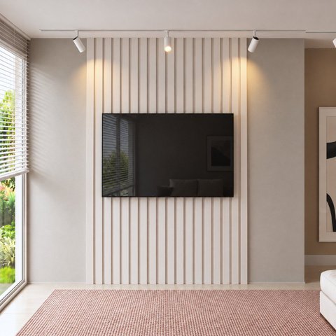 Painel para TV até 65 Polegadas MDF 270cm x 200cm Branco