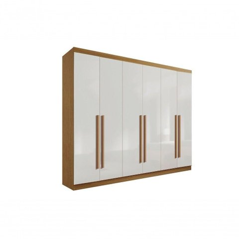 Roupeiro 6 Portas 6 Gavetas sem Pés da Vinci Plus - D' Doro Cinamomo/off White