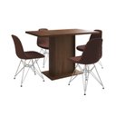 Ver imagem 7 de Mesa Jantar Londres Tampo Amêndoa 120cm 4 Cadeiras Ferro Branco Estofado Caramelo