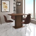 Ver imagem 2 de Mesa Jantar Londres Tampo Amêndoa 120cm 4 Cadeiras Ferro Branco Estofado Caramelo