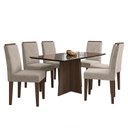 Ver imagem 1 de Mesa de Jantar Ana 160x90 com 6 Cadeiras Amanda Imbuia/Preto/Bege - PR Móveis