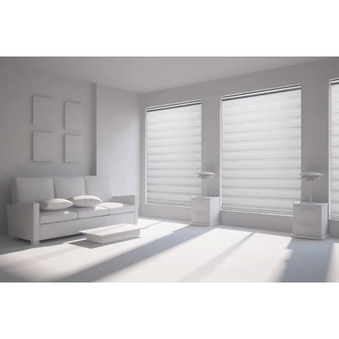 Persiana Rolo Duplo Bandô Branca 140 (L) x 160 (A) Cortina Zebra Rainbow Double Vision 1,40 x 1,60