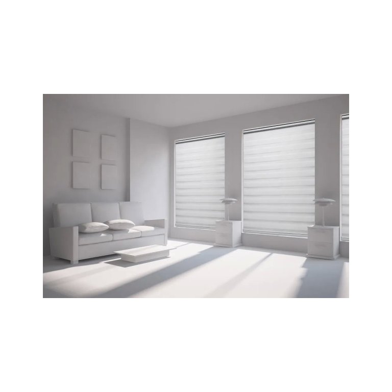Persiana Rolo Duplo Bandô Branca 140 (L) x 160 (A) Cortina Zebra Rainbow Double Vision 1,40 x 1,60