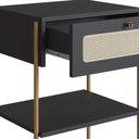 Ver imagem 3 de Mesa Cabeceira 1 Gaveta Oslo Artesano 48 Cm (largura) Mdp Nero Palha Sintética Bege Pé Metal