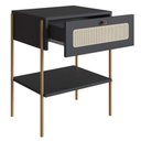 Ver imagem 2 de Mesa Cabeceira 1 Gaveta Oslo Artesano 48 Cm (largura) Mdp Nero Palha Sintética Bege Pé Metal