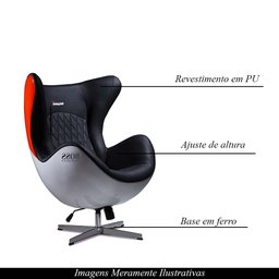 Poltrona Decorativa Egg Chair MP4 SN 88 Branco/Vermelho - Gran Belo - 3 Poltrona Decorativa Egg Chair MP4 SN 88 Branco/Vermelho - Gran Belo - 3