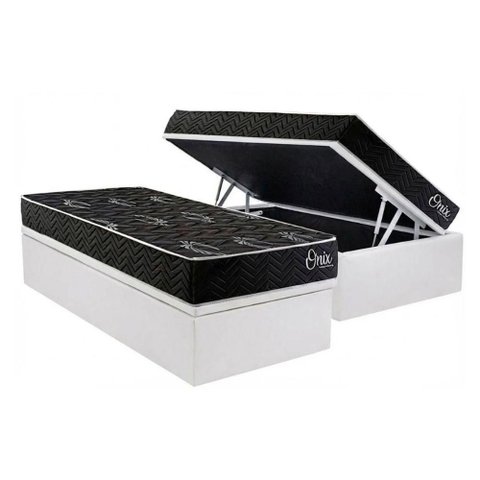 Cama Box Baú Solteiro + Colchão Anatômico Kappesberg D28 Onix + Base Crc Corano White