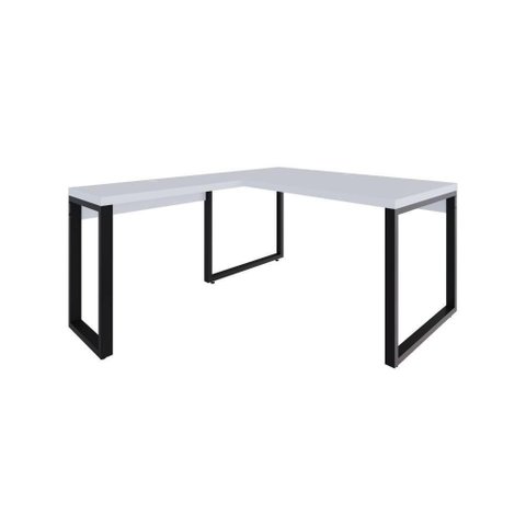 Mesa em L Diretor 150x160x75cm Yon Branco Tx/est.preta
