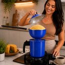 Ver imagem 3 de Cuscuzeira Individual Pequena com Cabo Panela:Azul