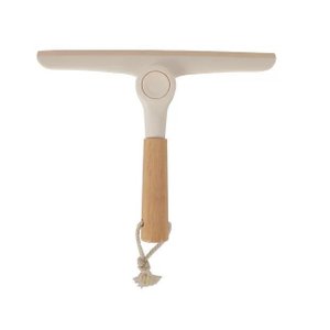 Rodinho de Pia Dobrável - Branco (offwhite) com Cabo de Bambu