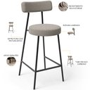 Ver imagem 4 de Kit 06 Banquetas Baixa para Cozinha Sala de Jantar Bar Bancada Milão L02 Bouclê Bege - lyam decor Ly