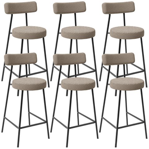 Kit 06 Banquetas Baixa para Cozinha Sala de Jantar Bar Bancada Milão L02 Bouclê Bege - lyam decor Ly