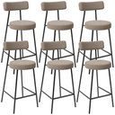 Ver imagem 1 de Kit 06 Banquetas Baixa para Cozinha Sala de Jantar Bar Bancada Milão L02 Bouclê Bege - lyam decor Ly