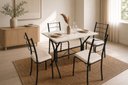 Ver imagem 1 de Conjunto Mesa Jantar 4 Lugares Belize Base Nexus Aço com 4 Cadeiras:Preto Off White